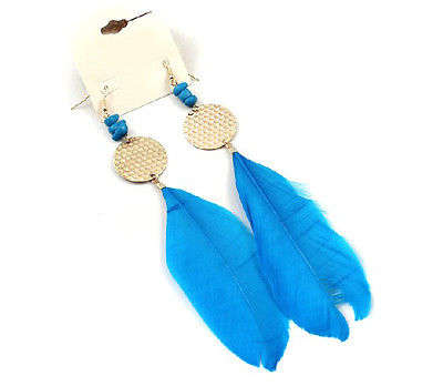Blue Quanlity Stylish Atmosphere Feather Circle Dangle Earrings